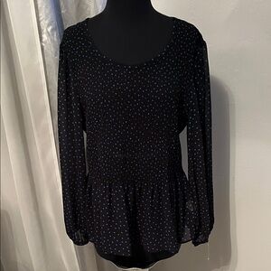 Lily White Black and Blue Speckled Blouse